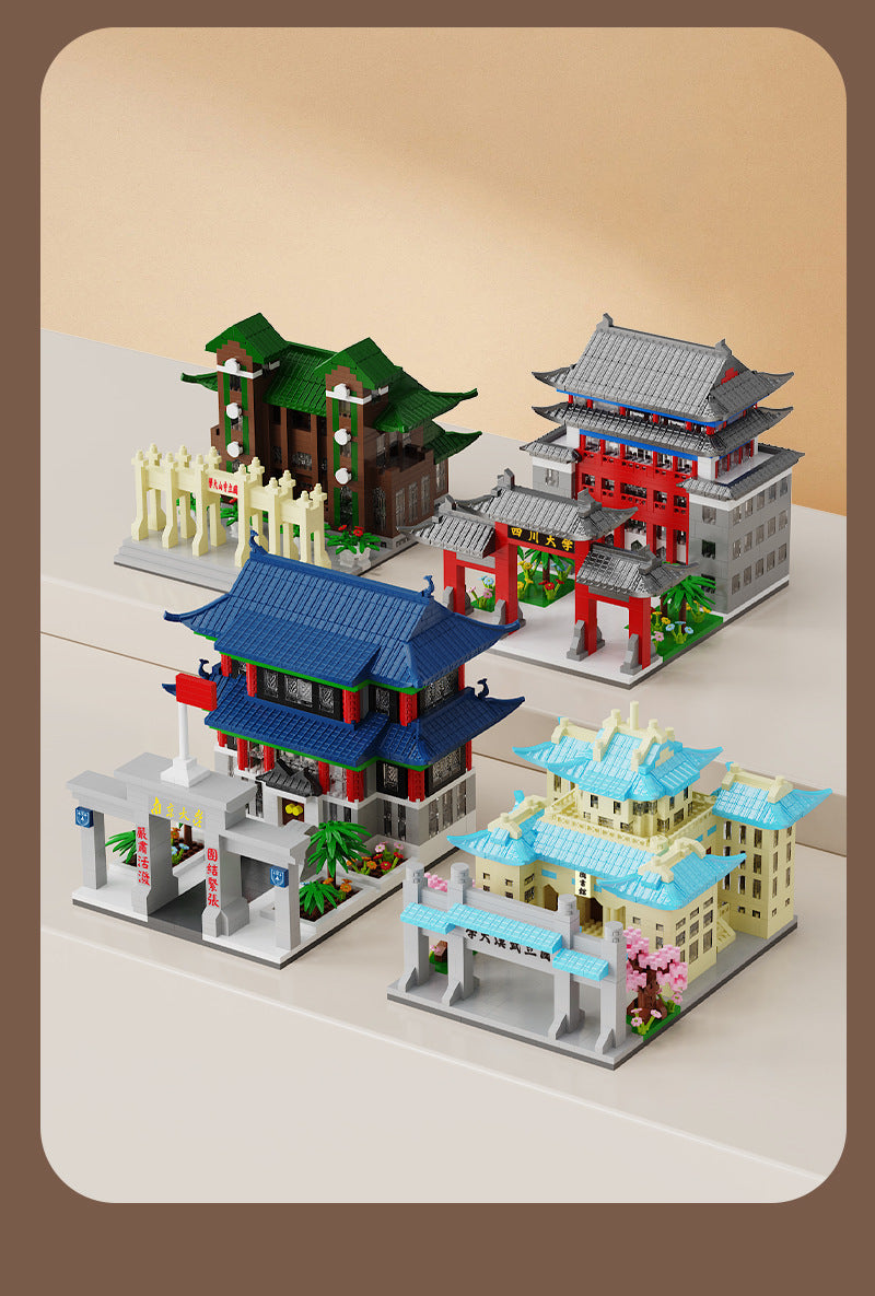 Tsinghua University Famous School Assembled Building Blocks Compatible with Lego Particles Peking University Architectural Model Training Institution Event Gifts
