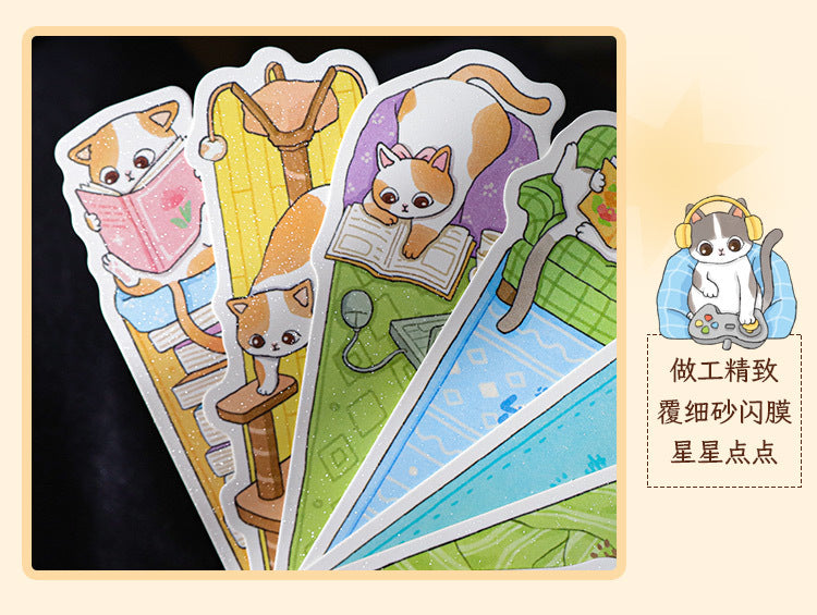 Paper Bookmark Meow's Everything Book Cute Flash Sand Bookmark Student Reading Marker Booklet Creative Gift Writable