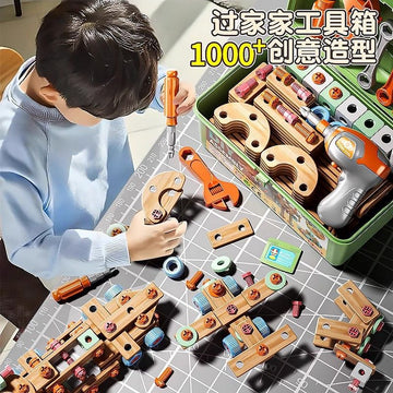 Children's DIY Tool Box Complete Set with Screws and Nuts, Children's Toys, Educational Electric Drill for Assembly and Disassembly