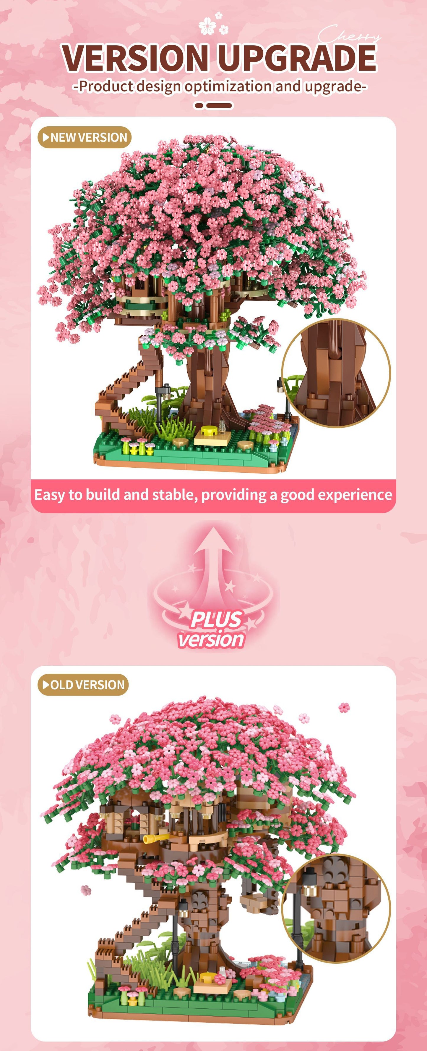 Cross-border TEMU Compatible Lego Sakura Tree House Rainbow Tree Blocks Children's Educational Assembled Toys for Girls Gift