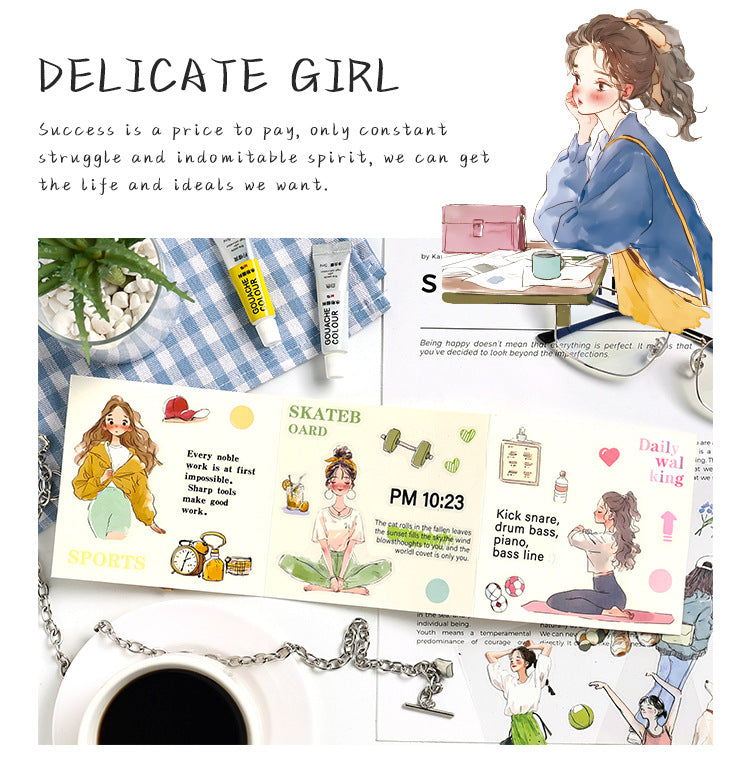 ZABC cross-border die-cut PET sticker book chasing ordinary series 20 characters life hand account collage stickers