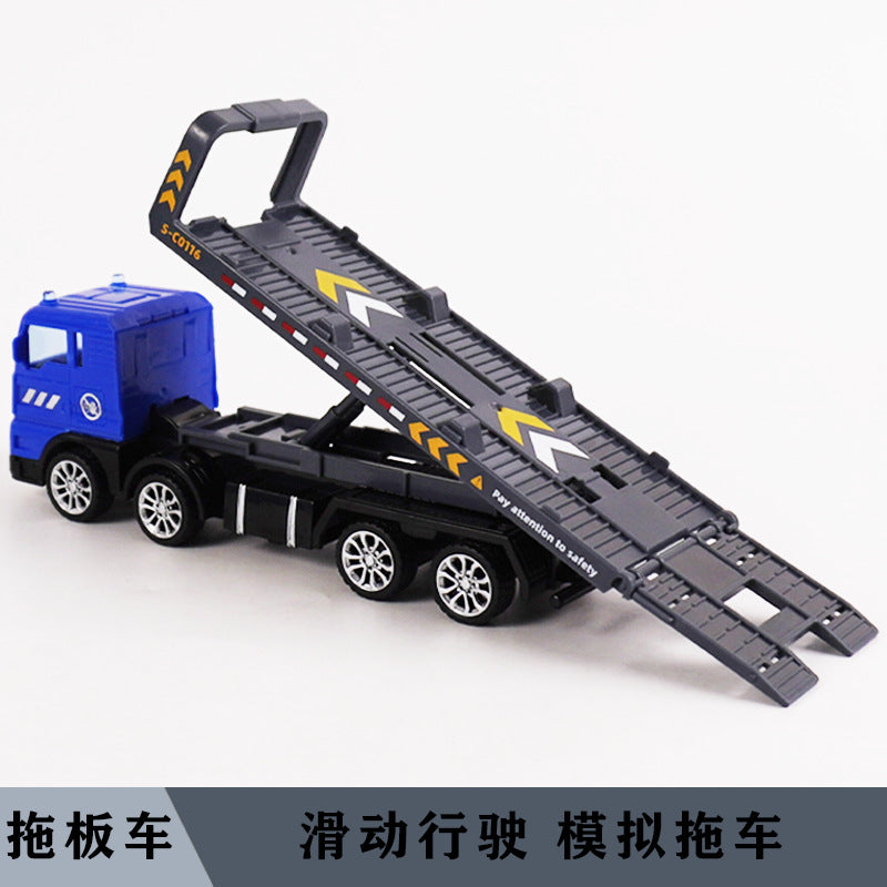 Delixin Kidsren's Rescue Trailer Artificial Flatbed Transporter Car Baby Educational Model Boy Toy Car