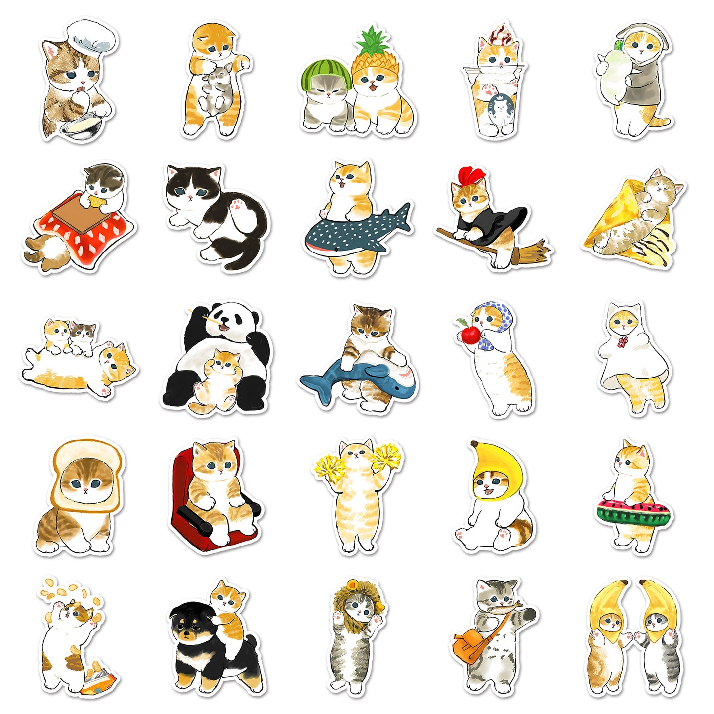 100 hand-painted kitten stickers cartoon cute Q version animal graffiti notebook stationery stickers goo card decoration