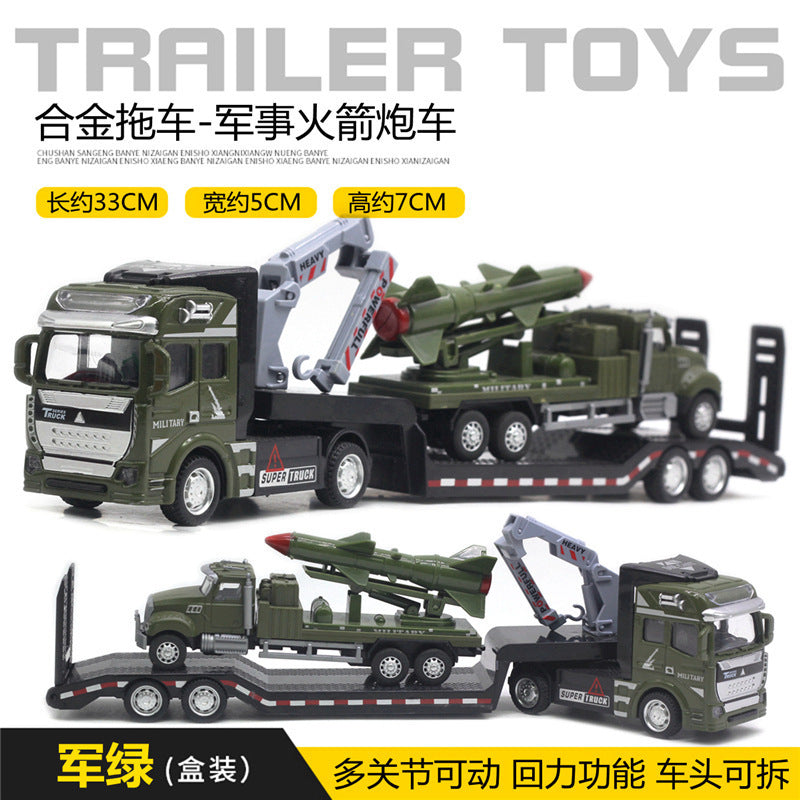 English packaging cross-border children alloy car vehicle trailer fire truck tank excavator pull back toy car