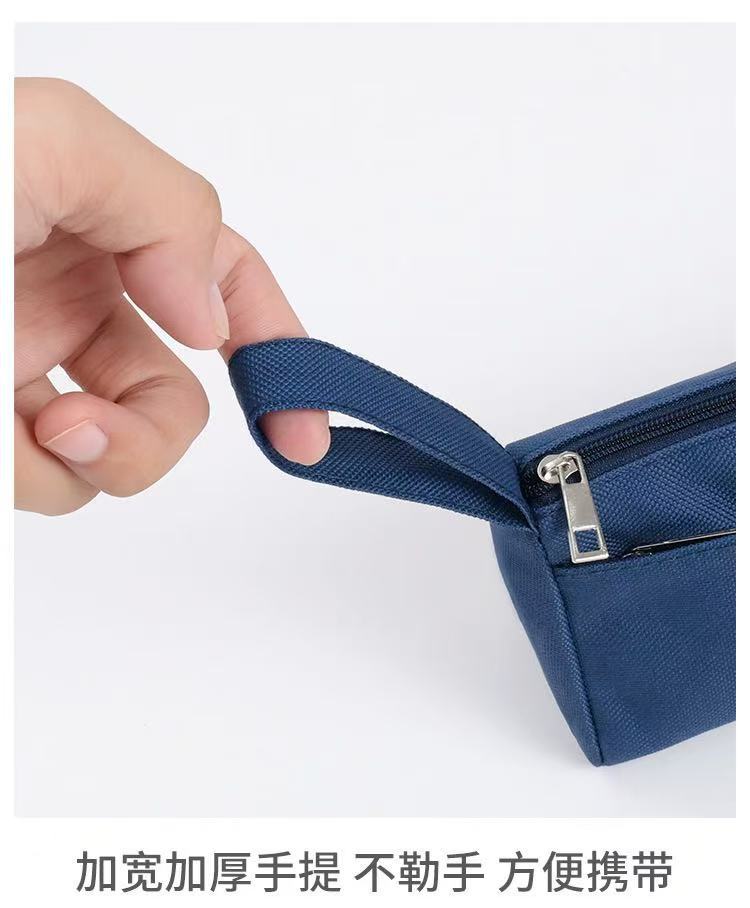 Oxford Cloth Double-Layer Pencil Case, Stylish and Stain-Resistant Stationery Bag for Elementary School Students, Simple Storage with Logo Printing