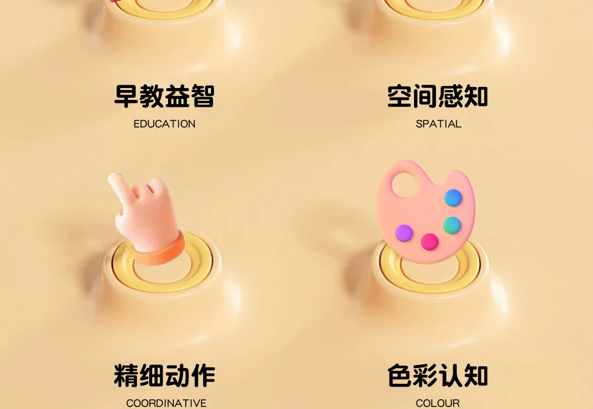 Children's Wooden Multi-Functional Threading Large Bead Color Recognition Early Education Building Blocks Matching Parent-Child Interactive Educational Toys