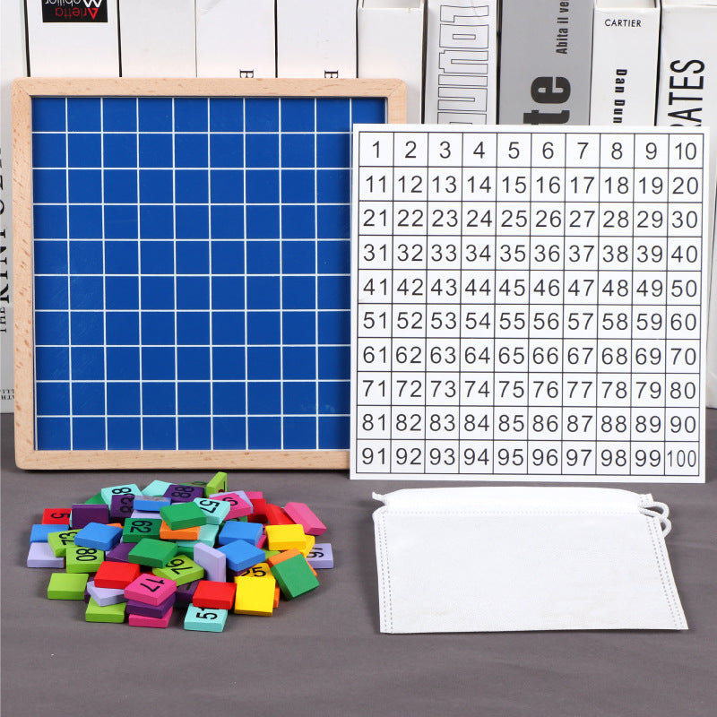 Montessori Mathematics Teaching Aids 1-100 Digital Continuous Board Sorting Board Children's Educational Early Education Wooden Hundred Board Children