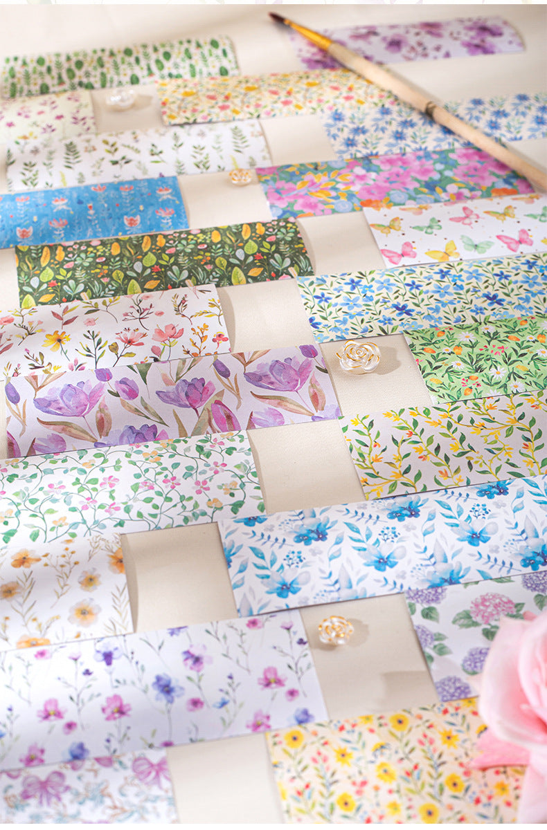 Dream Flower Floral Washi Sticker Book Plant Floral Handbook with Background Decoration Basic Stickers
