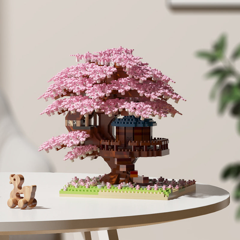 Wow, custom cherry tree building blocks assembled children's toys boys and girls Valentine's Day gift Jihui M2109