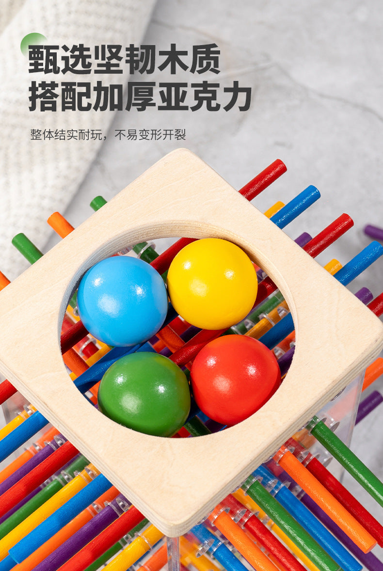 Early Education Children's Three-in-One Stick Game Baby Stick Color Classification Pitching Montessori Wooden Toys