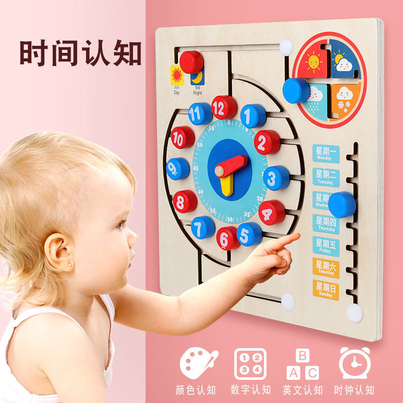 Children's Clock Teaching Aids Montessori Calendar Clock Board Children's Learning Time Clock Cognition Kindergarten Early Education Toys