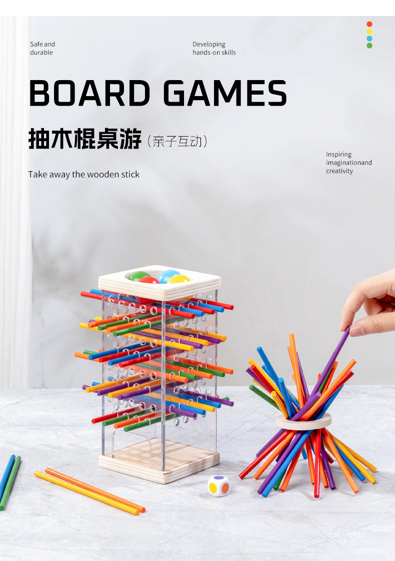 Early Education Children's Three-in-One Stick Game Baby Stick Color Classification Pitching Montessori Wooden Toys