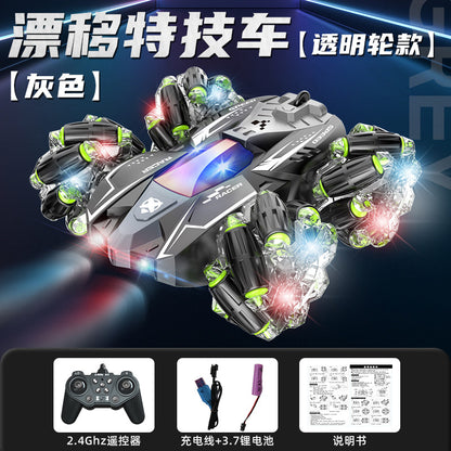 Cross-Border 2.4g Remote Control Car Gesture Sensor Stunt Car Music Light Rolling Double-Sided Car Boy Four-Wheel Drive Drift Car