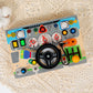 CECPC Montessori Children's Simulated Steering Wheel Busy Board Switch Led Light Busy Board Early Education Educational Wooden Toys
