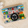 CECPC Montessori Children's Simulated Steering Wheel Busy Board Switch Led Light Busy Board Early Education Educational Wooden Toys