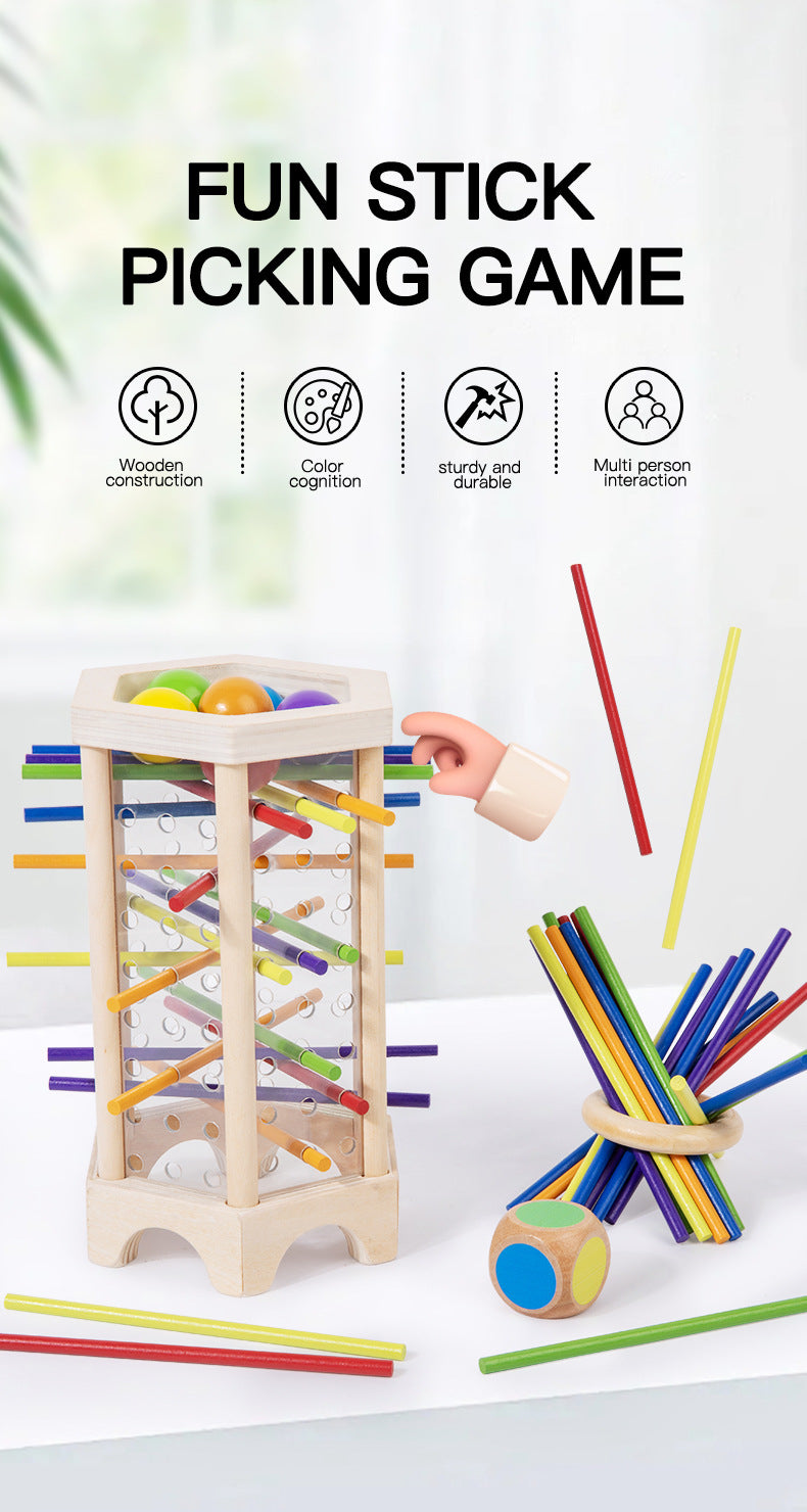 Wooden Kidsren's Stick Insertion Game Baby Draw Stick Color Cognitive Pitching Montessori Family Interactive Toy