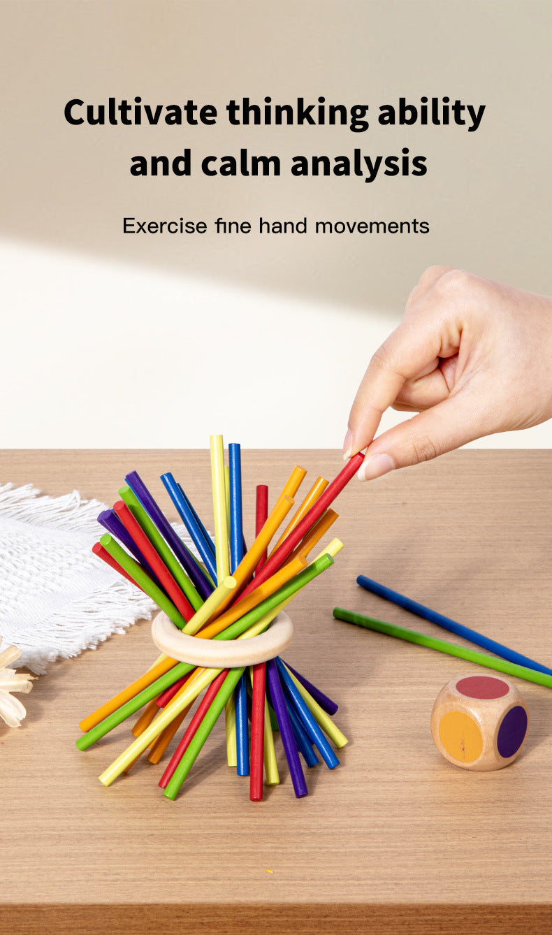 Wooden Kidsren's Stick Insertion Game Baby Draw Stick Color Cognitive Pitching Montessori Family Interactive Toy