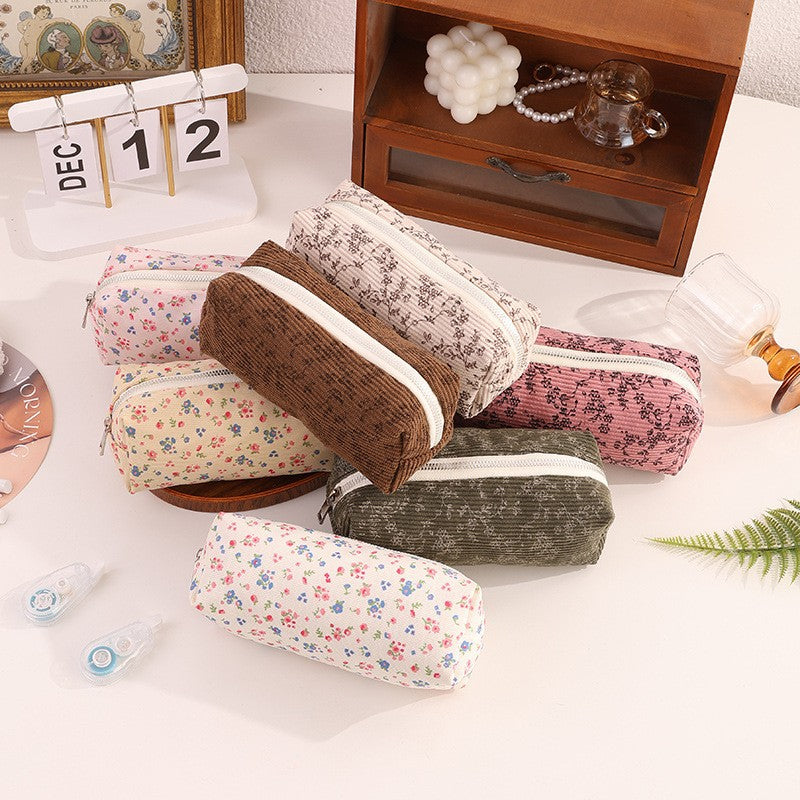 2025 New Small Floral Pencil Bag, Simple and High-Looking Student Stationery Bag, Large Capacity Pencil Bag, Makeup Storage Bag