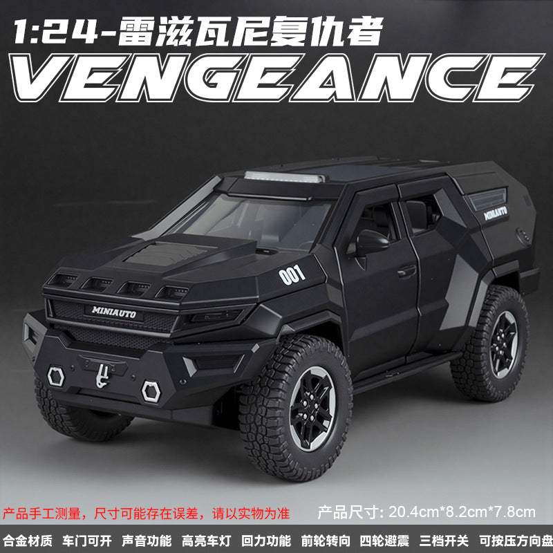 Cross-border foreign trade Jianyuan 24381 realistic children's sound and light pull-back 1/24 Rezvani alloy car model toy