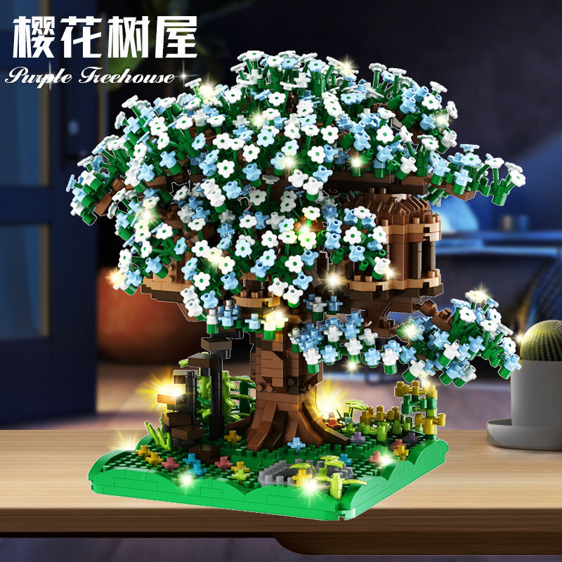 Cross-border TEMU Compatible Lego Sakura Tree House Rainbow Tree Blocks Children's Educational Assembled Toys for Girls Gift