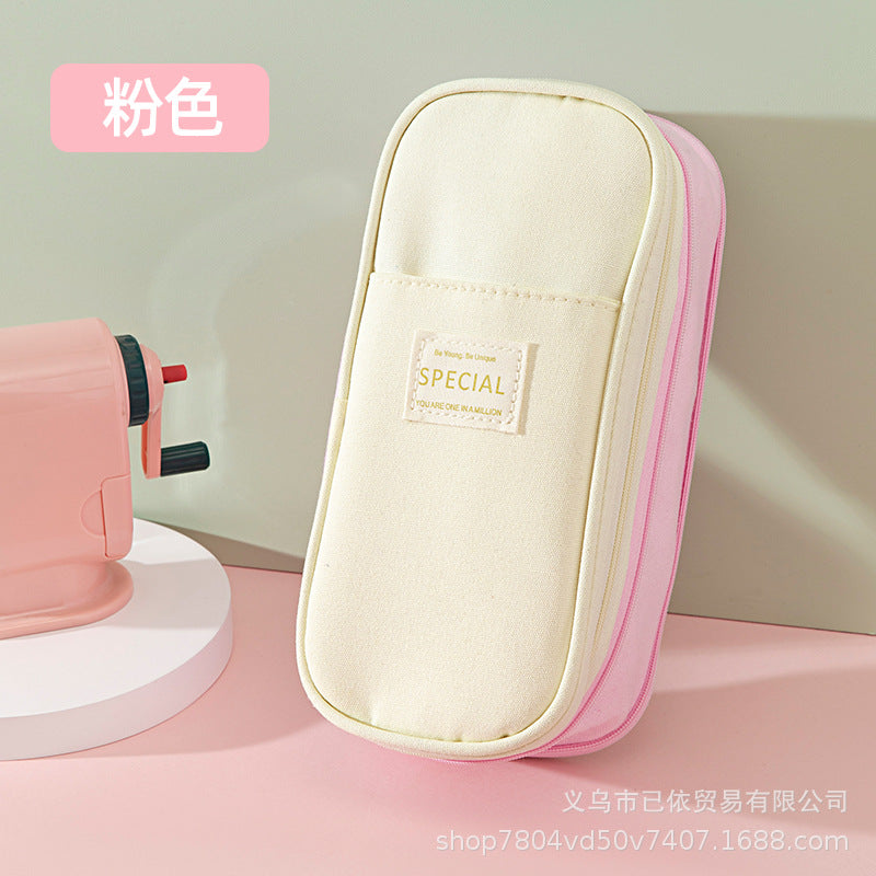 Large-Capacity Retractable Pencil Case Stationery Box in Japanese and Korean Style, Macaron Color, Upgraded Version for Primary and Secondary School Students, in Stock