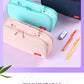 Yuerui Large-Capacity Canvas Multi-Layer Pencil Bag Portable Simple Student Multi-Functional Pencil Bag Satchel Stationery Box