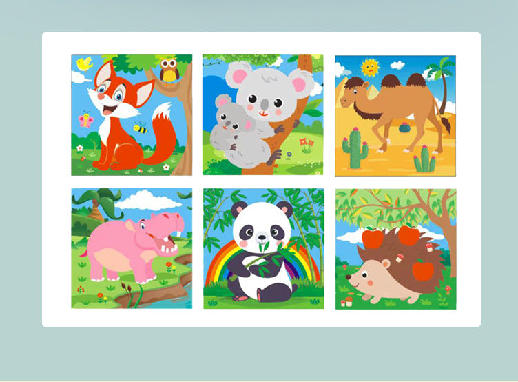 New 3D Stereo Six-Sided Painting 12-Piece Wooden Puzzle Building Blocks 3-6-7-Year-Old Kidsren's Kindergarten Educational Toys