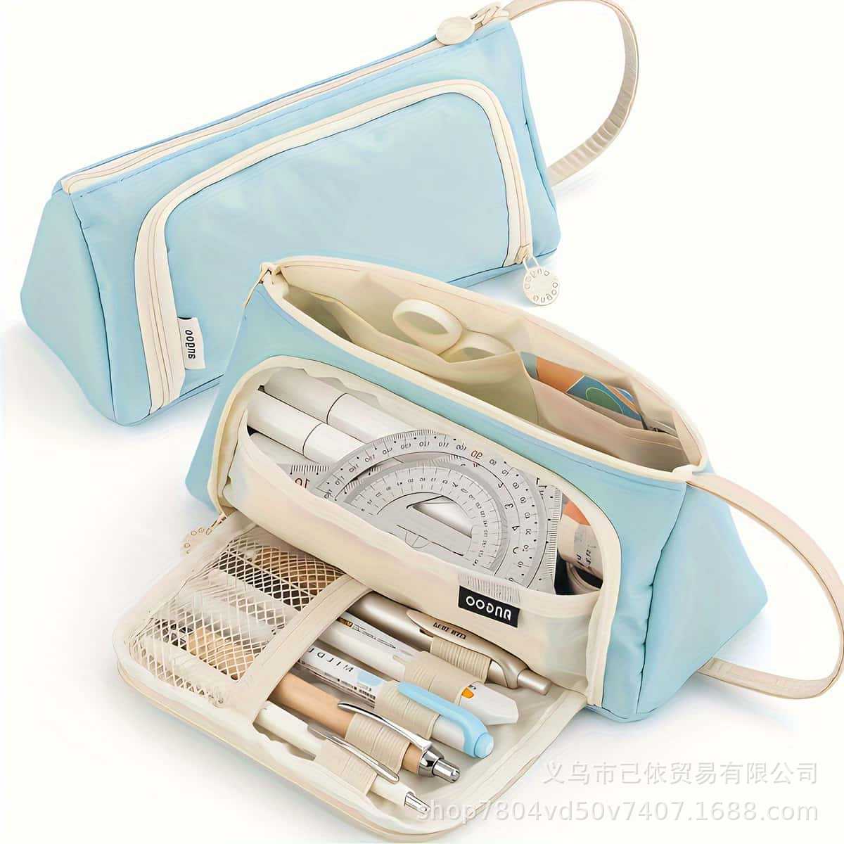 Large-Capacity Retractable Pencil Case Stationery Box in Japanese and Korean Style, Macaron Color, Upgraded Version for Primary and Secondary School Students, in Stock