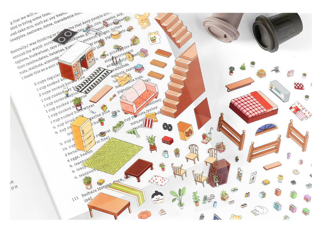 Infeel.Me Landscaping Stickers My Little House Series Miniature Three-Dimensional No-Cut Scene Handbook Quiet Book
