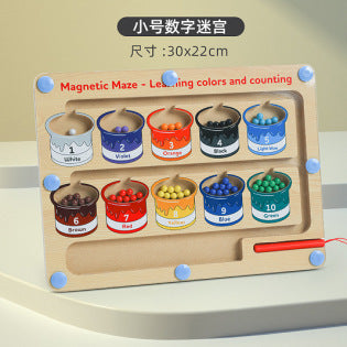 Wooden Children's Magnetic Counting Operation Color Classification Magnetic Pen Bead Shift Game Educational Early Education Maze Toy