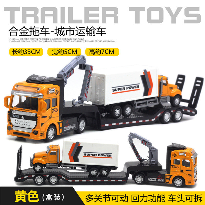 English packaging cross-border children alloy car vehicle trailer fire truck tank excavator pull back toy car
