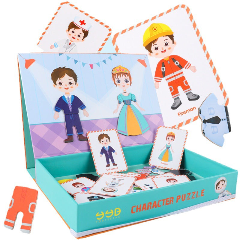 Children's Character Traffic Dress-up Magnetic Jigsaw Puzzle Refrigerator Stickers Early Education Creative Fun Scene Spelling Music Cross-border Agency