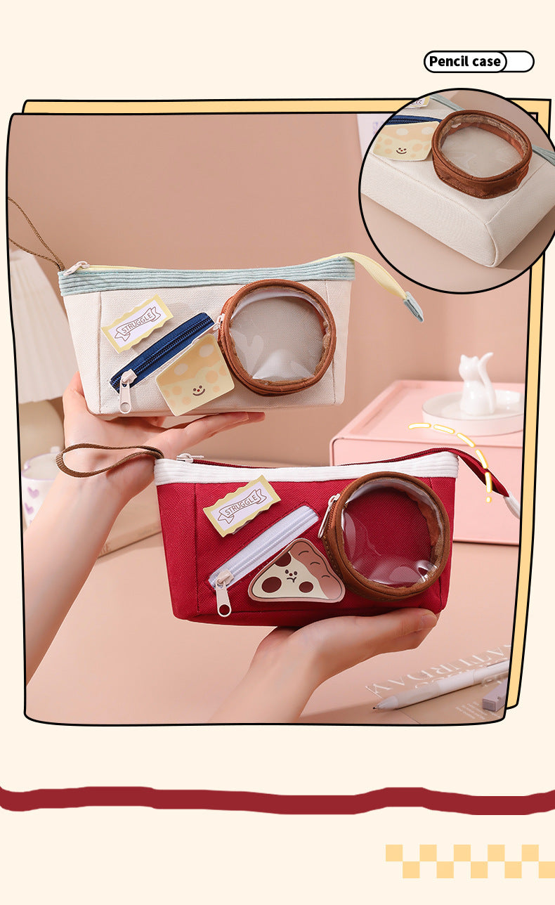 Cute Food Pain Bag Pencil Case Ins Style Book Junior High School Student Stationery High-Looking Large-Capacity Pencil Case Pencil Case