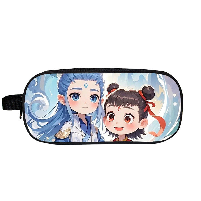 Cross-Border Nezha Stationery Box, Children's Portable Large-Capacity Storage Pencil Case, Student Wear-Resistant Double-Layer Portable Pencil Case Wholesale