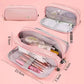 Cross-Border Color-Blocked Retractable Pencil Case, Large-Capacity Stationery Bag, Multifunctional Double-Zipper for Students, Simple and Convertible into Canvas