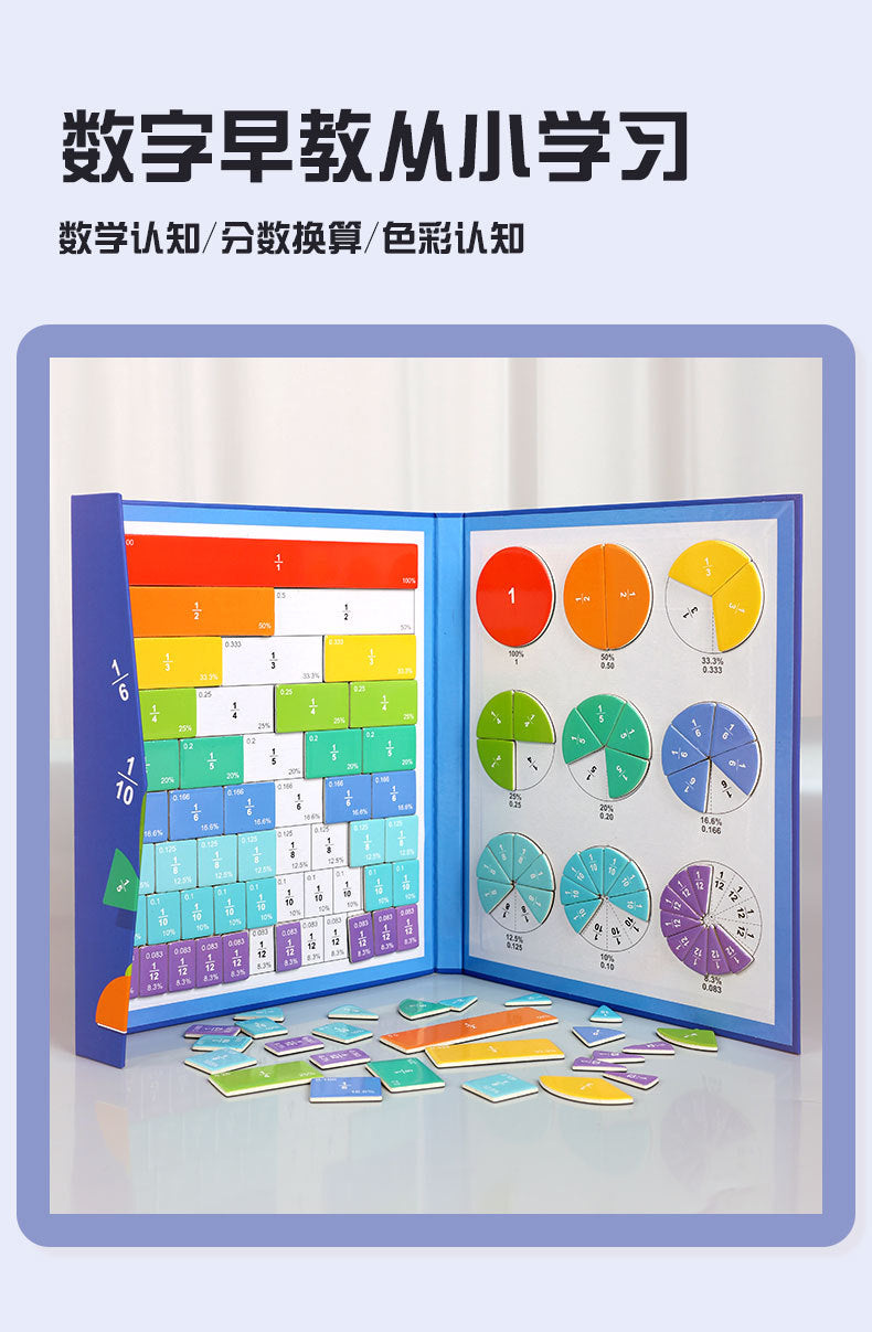 Magnetic Fraction Disk Demonstrator Numerator and Denominator Cognitive Addition and Subtraction Operation Third Grade Primary School Mathematics Teaching Aids Toys