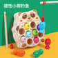 Wooden Ball Kidsren's Wooden Magnetic Kitten Fishing Game Pretend Play Magnetic Early Education Baby Toy Fishing Rod