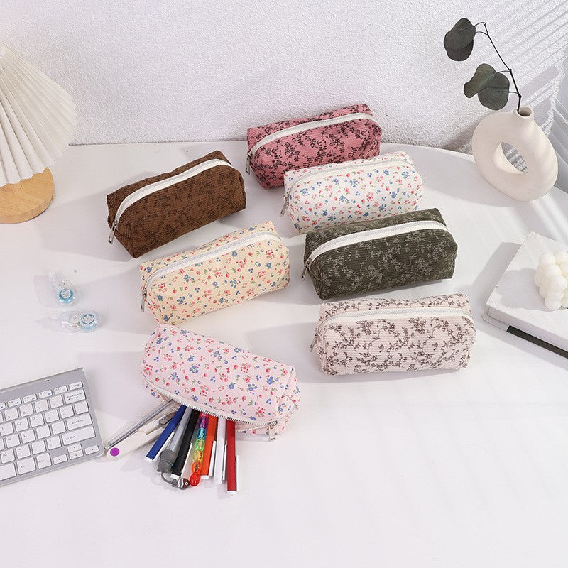2025 New Small Floral Pencil Bag, Simple and High-Looking Student Stationery Bag, Large Capacity Pencil Bag, Makeup Storage Bag