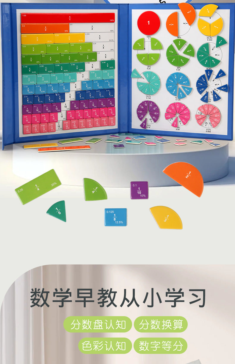 Magnetic Fraction Disk Demonstrator Numerator and Denominator Cognitive Addition and Subtraction Operation Third Grade Primary School Mathematics Teaching Aids Toys