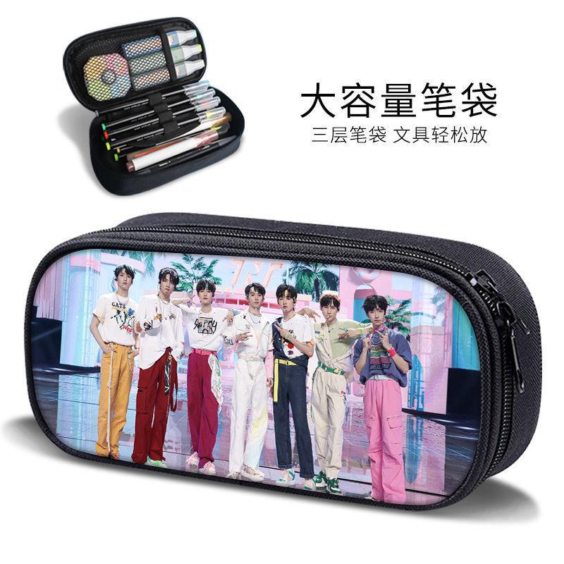 Times Youth Multi-Layer Stationery Box Canvas Pencil Bag Large Capacity Student Storage Box Pencil Bag Zipper New Style