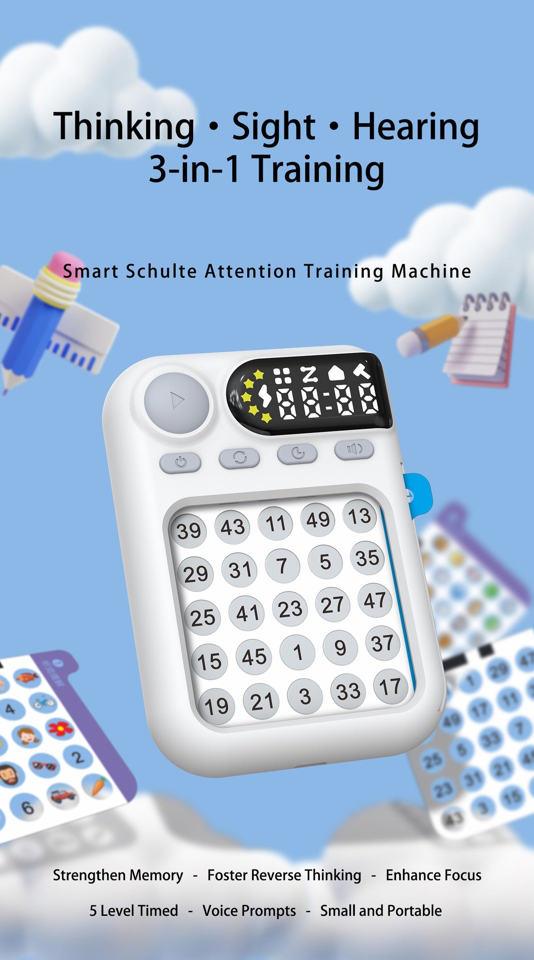 English version of Schulte tablet computer concentration training machine children's early education puzzle visual hearing students focus