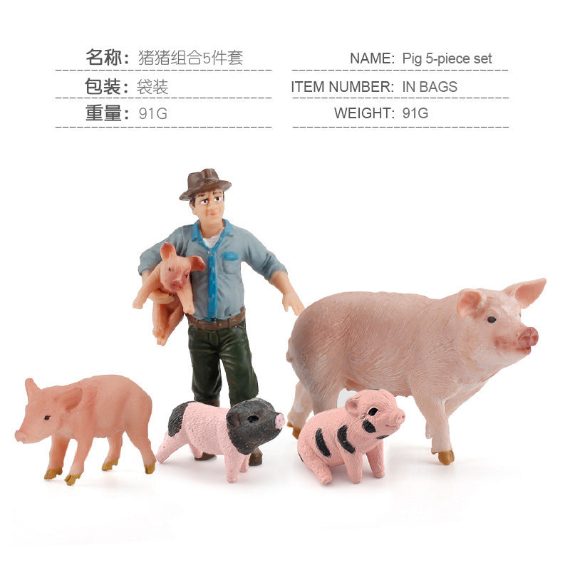 Children's Artificial Farm Poultry Ornaments Plus Pig Model Male and Female Pig Hugging Pig Worker Creative Pig Raising Hand Toy