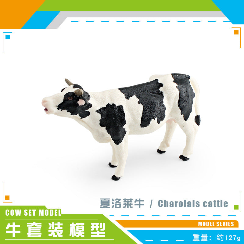 Cross-border simulation farm animal cow model flavich bull Charolais ranch desktop decoration toy
