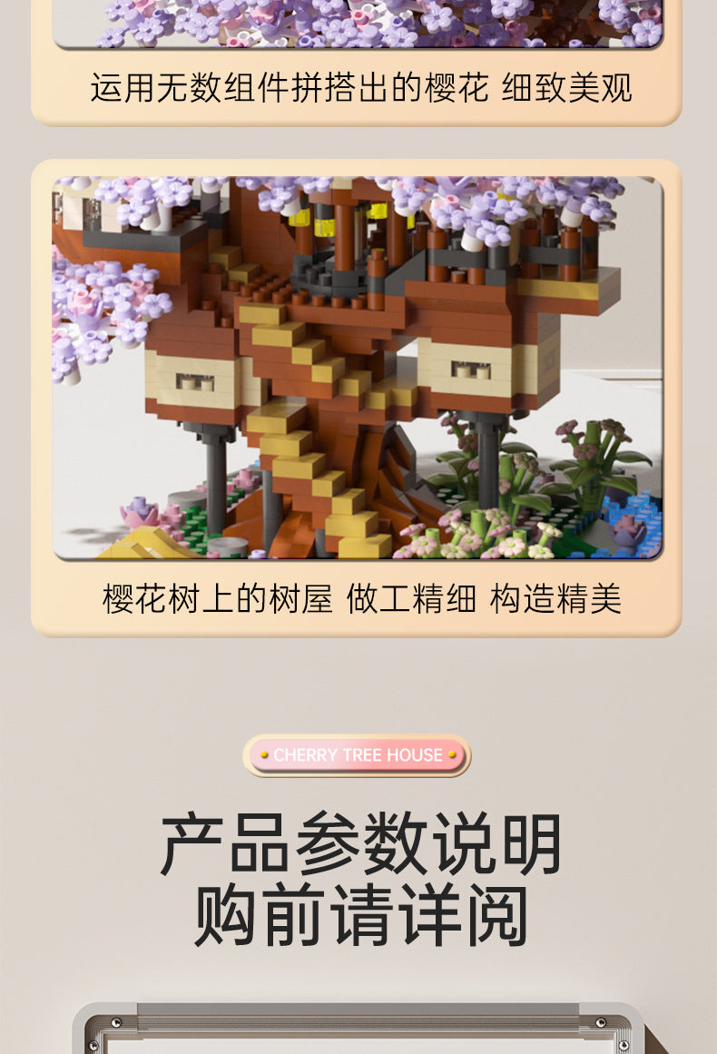 Wow, custom cherry tree building blocks assembled children's toys boys and girls Valentine's Day gift Jihui M2109