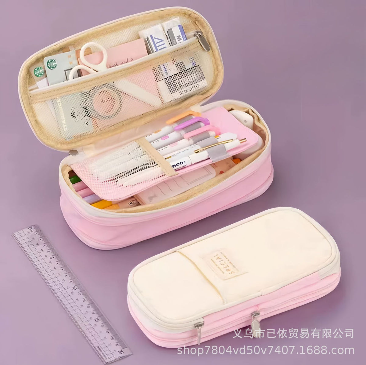 Oxford Cloth Pencil Case with Large Capacity and Multi-Layer Design, Stationery Box for Primary and Secondary School Students, High Aesthetic Value, Simple and Waterproof, Direct from the Source Factory