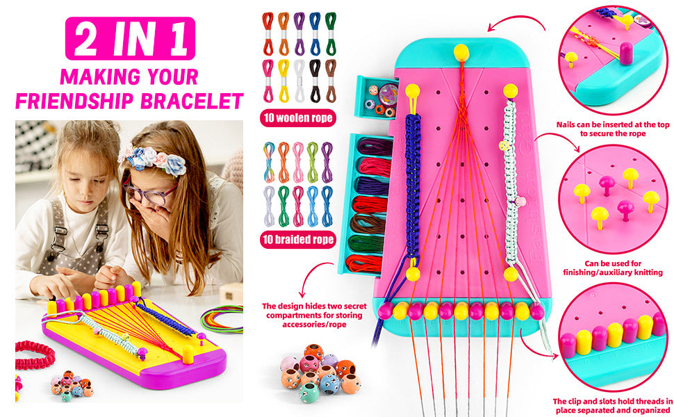 Amazon 2-in-1 Friendship Bracelet Knitting Toy, DIY Bracelet Making Set Beading Tools Creative