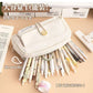 Button Pencil Bag with Good Looks for Girls, Large Capacity, Simple Ins Student Creative Canvas Stationery Bag, Pencil Stationery Box