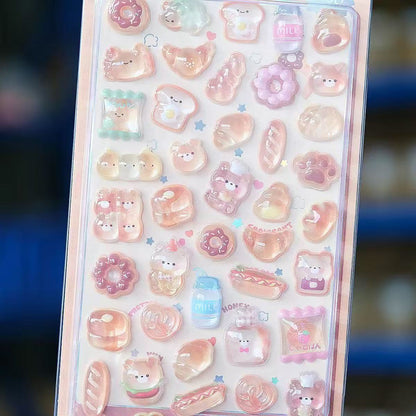 High-Quality Second-Generation Cartoon 3D Relief Hollow Stickers Cute Reward 3D Stickers Wholesale