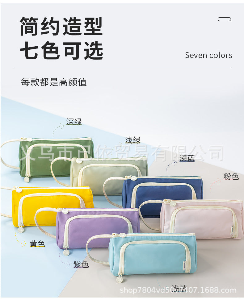 Triangular Pencil Case with Large Capacity and Multi-Functional Features, Korean-Style Ins-Style Stationery Box for Middle and High School Students, Direct from the Manufacturer