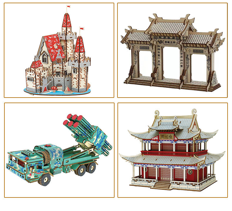 wooden three-dimensional assembled military model angel tank puzzle assembled boy wooden toy diy hut puzzle